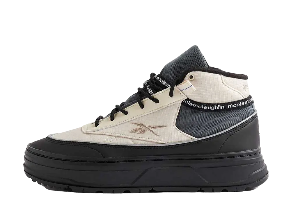 ニコール・マクラフリン × リーボック ウィメンズ クラブC ジオ ミッド "アラバスター/コアブラック/ボルダーグレー" 