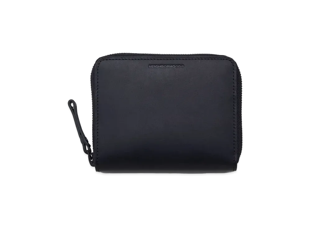 NEIGHBORHOOD PORTER . Leather Zip Wallet . CL "Black"