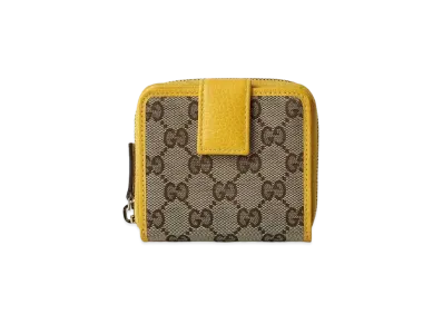 GUCCI GG Canvas Compact Zip Wallet "Beige/Yellow"