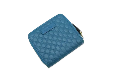 GUCCI Micro Guccissima Leather Wallet "Turquoise Blue"
