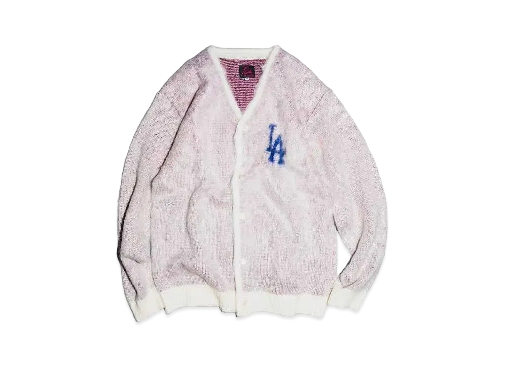 Needles x Beams Boy MLB Collection "Los Angeles Dodgers" Mohair Cardigan "Lavender"