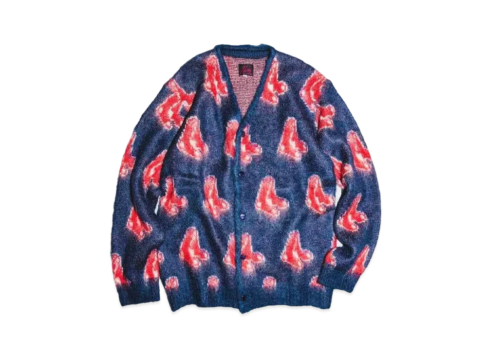 Needles x Beams Boy MLB Collection "Boston Red Sox" Mohair Cardigan "Blue"