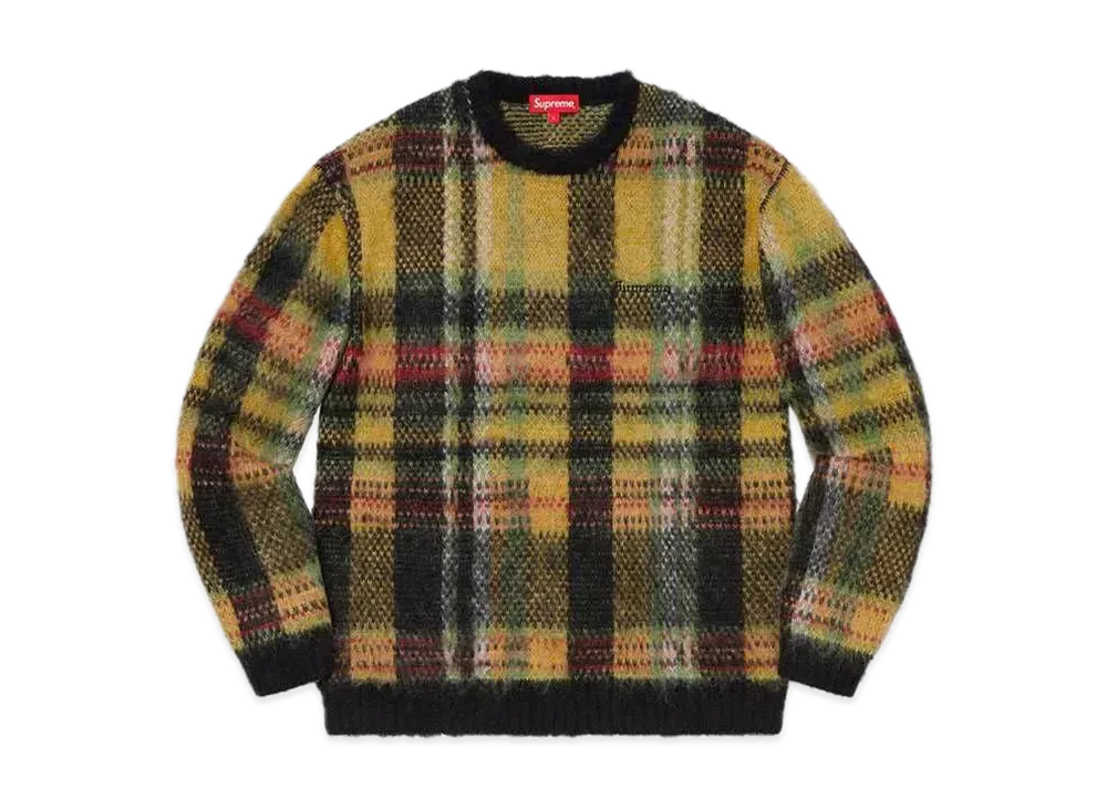 Supreme Brushed Plaid Sweater "Black"