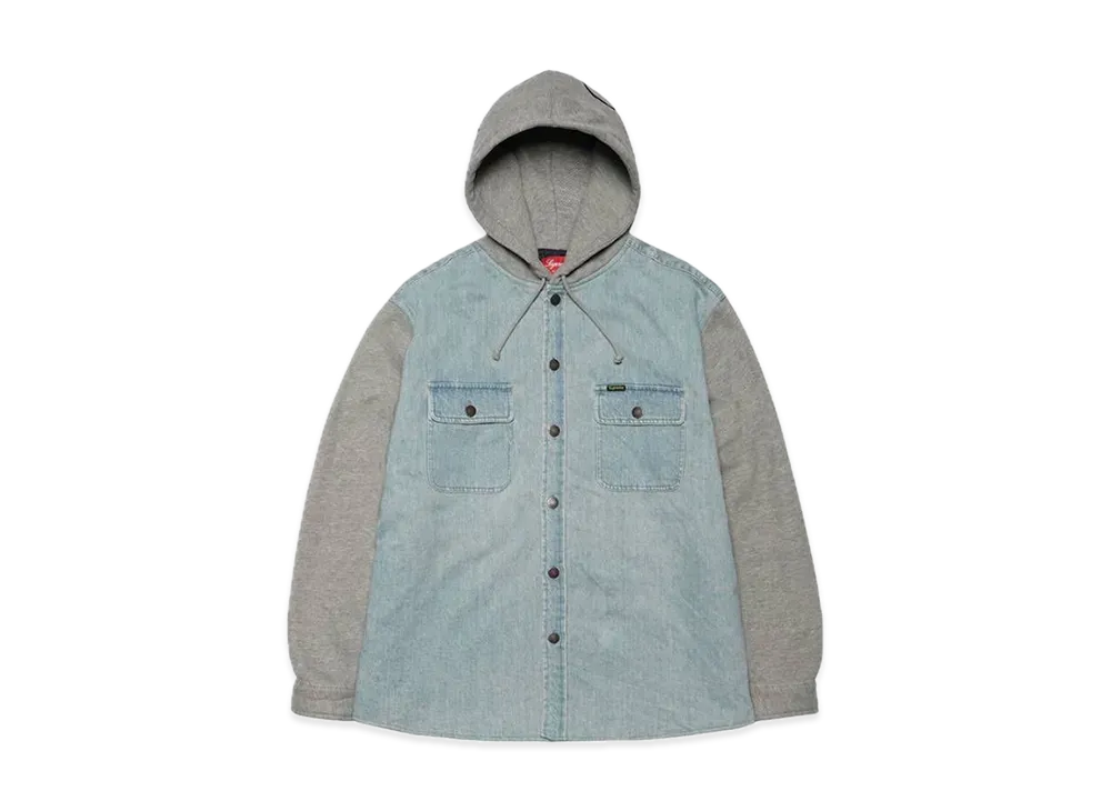 Supreme Fleece Hooded Denim Shirt "Blue"