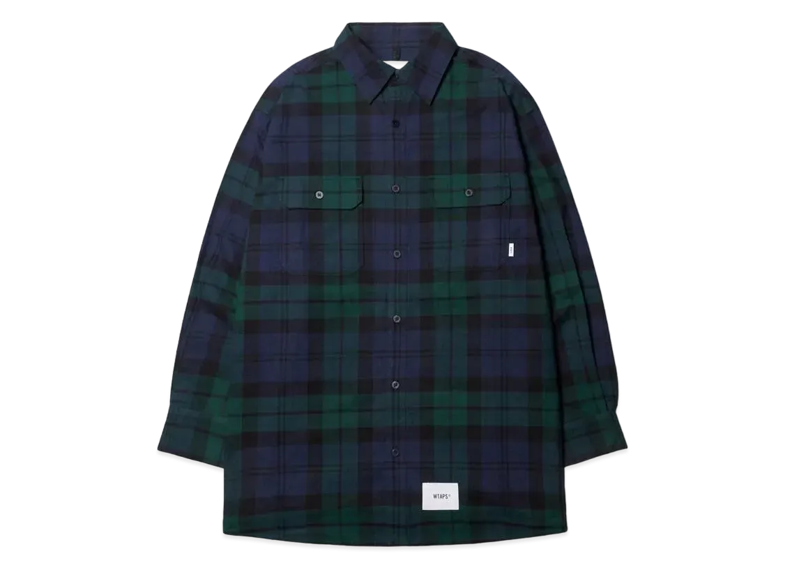 Wtaps Deck / LS / Cotton. Flannel. Textile. Crst "Green"
