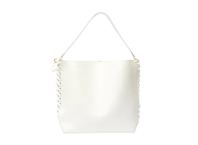 STELLA McCARTNEY Frayme Grainy Alter Mat Tote Bag "Pure White"