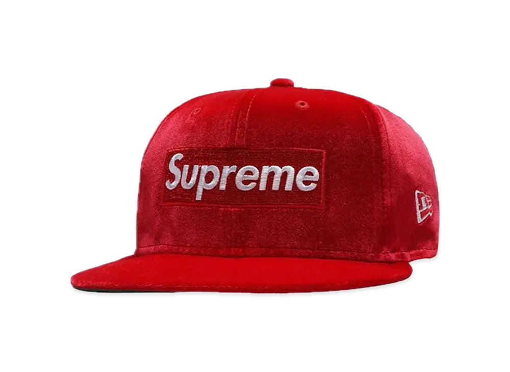 Supreme Velour Box Logo New Era "Red"