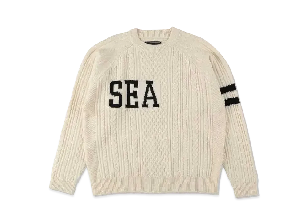 WIND AND SEA A Hoop Cable Pullover "White"