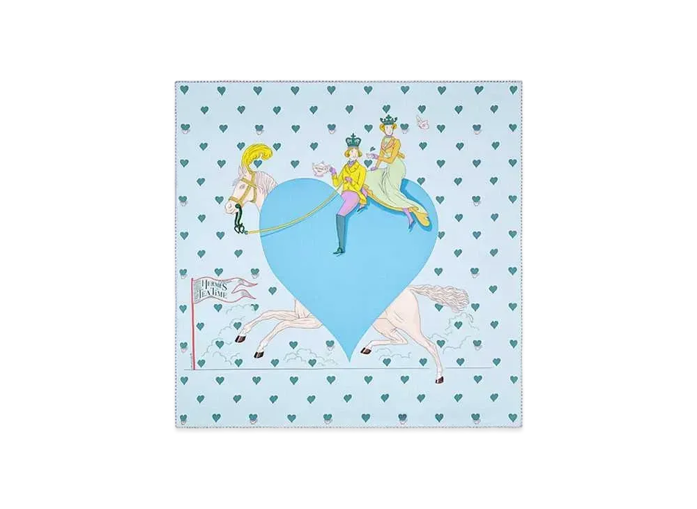 Hermes Tea Time Scarf 70 "Bleu Ciel/Bleu Azur"