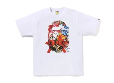 A BATHING APE Christmas Ape Head Tee "White"