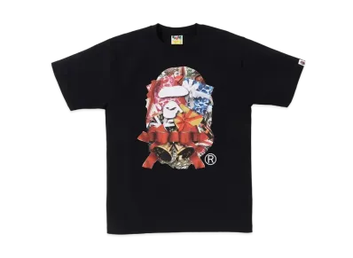 A BATHING APE Christmas Ape Head Tee "Black"