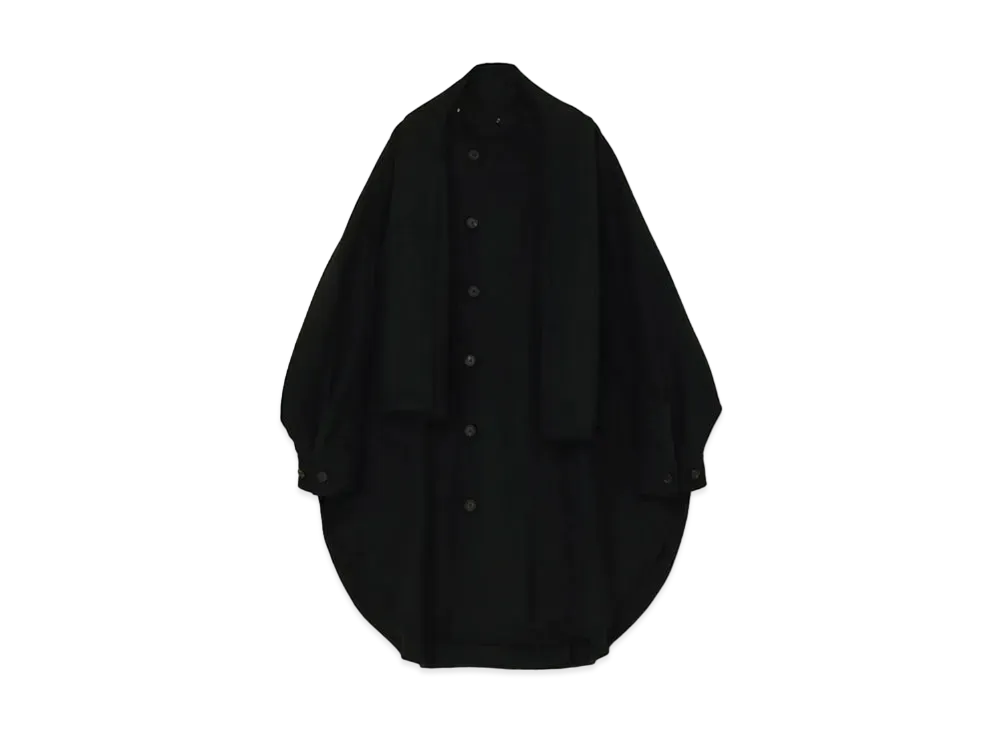 Yohji Yamamoto Wool Beaver Stall Collar Big Silhouette Coat "Black"