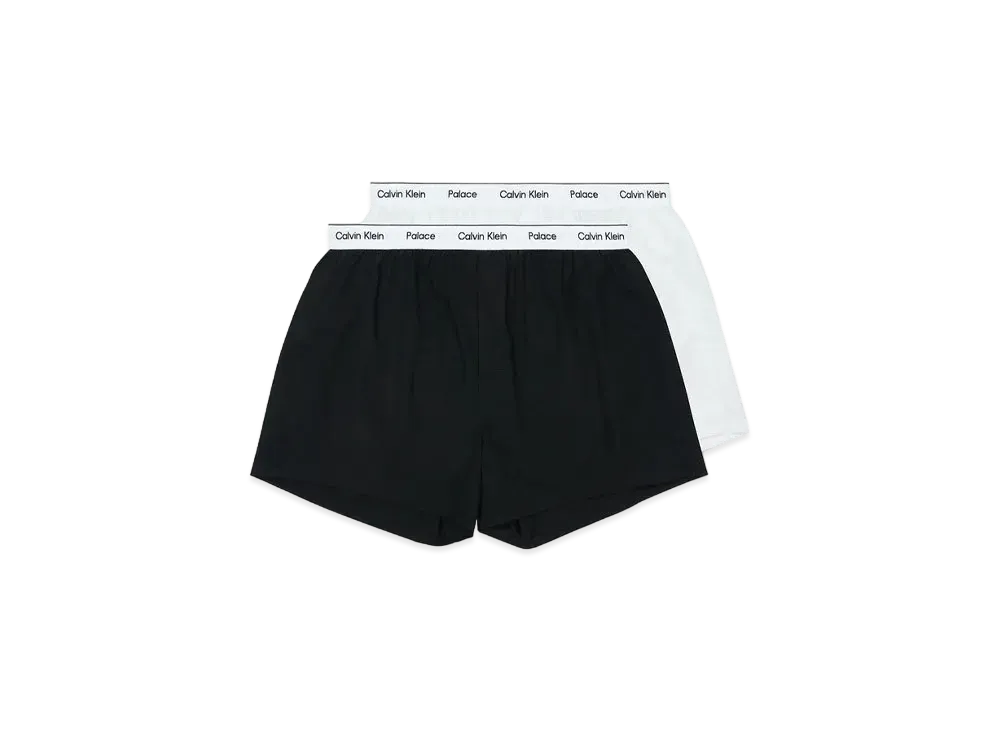 CK1 PALACE Woven Boxers 2Pk "Classic White / Black"