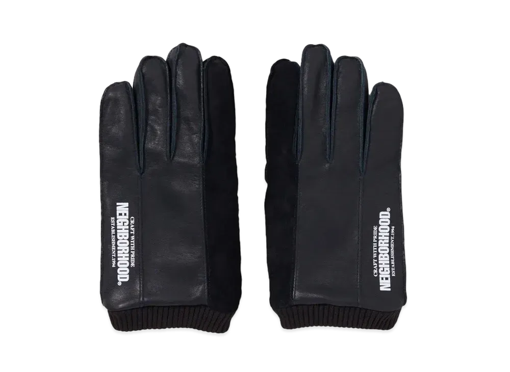 NEIGHBORHOOD Leather Panel Glove . CP "Black"
