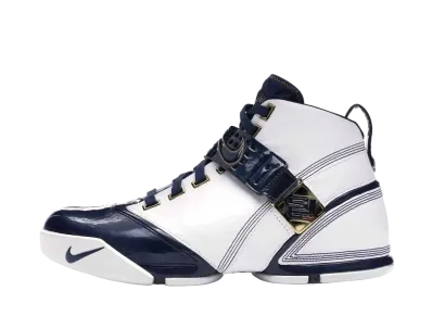 Nike LeBron 5 "White/Navy/Metallic Gold"