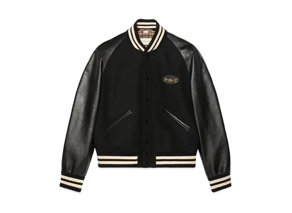 GUCCI Felt And Leather Bomber Jacket "Black"