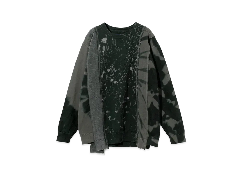 Needles B&W Mishmash Cuts Crew Sweat Shirt "Black"