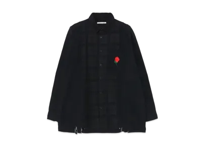Yohji Yamamoto Wildside x Rebuild By Needles Flannel 7cut Wide Shirt "Black"