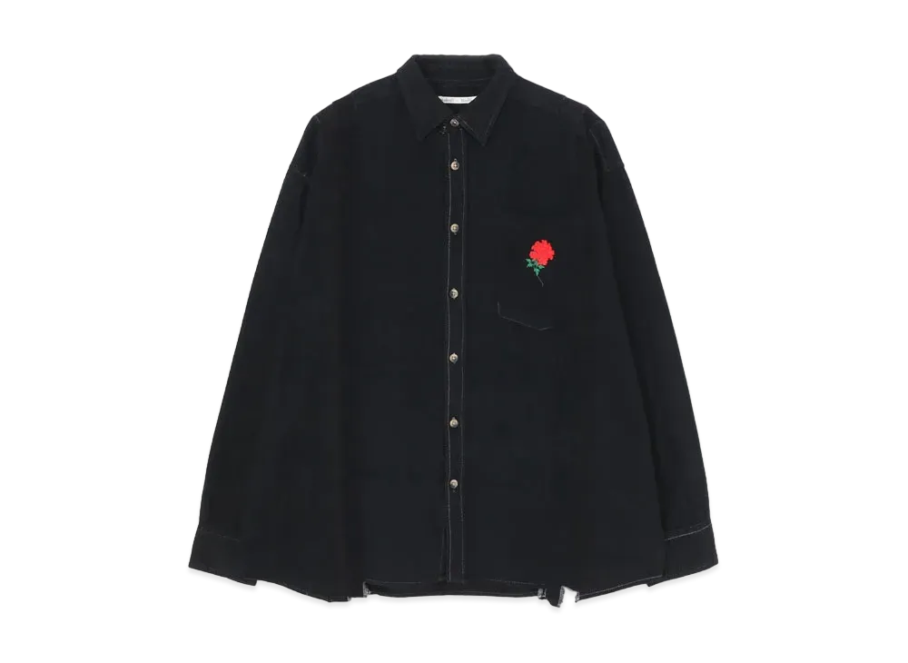 Yohji Yamamoto Wildside x Rebuild By Needles Flannel 7cut Wide Shirt "Black"