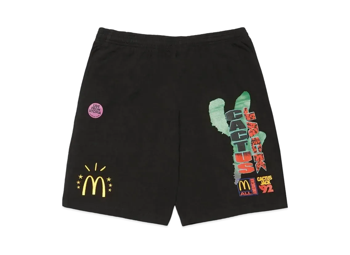 Travis Scott Cactus Jack x McDonald's All American '92 II Shorts "Black"