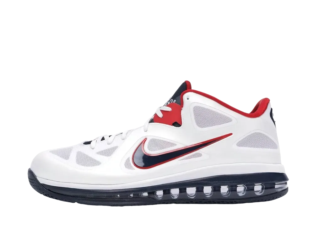 Nike LeBron 9 Low USA Olympic "White/Obsidian Red"