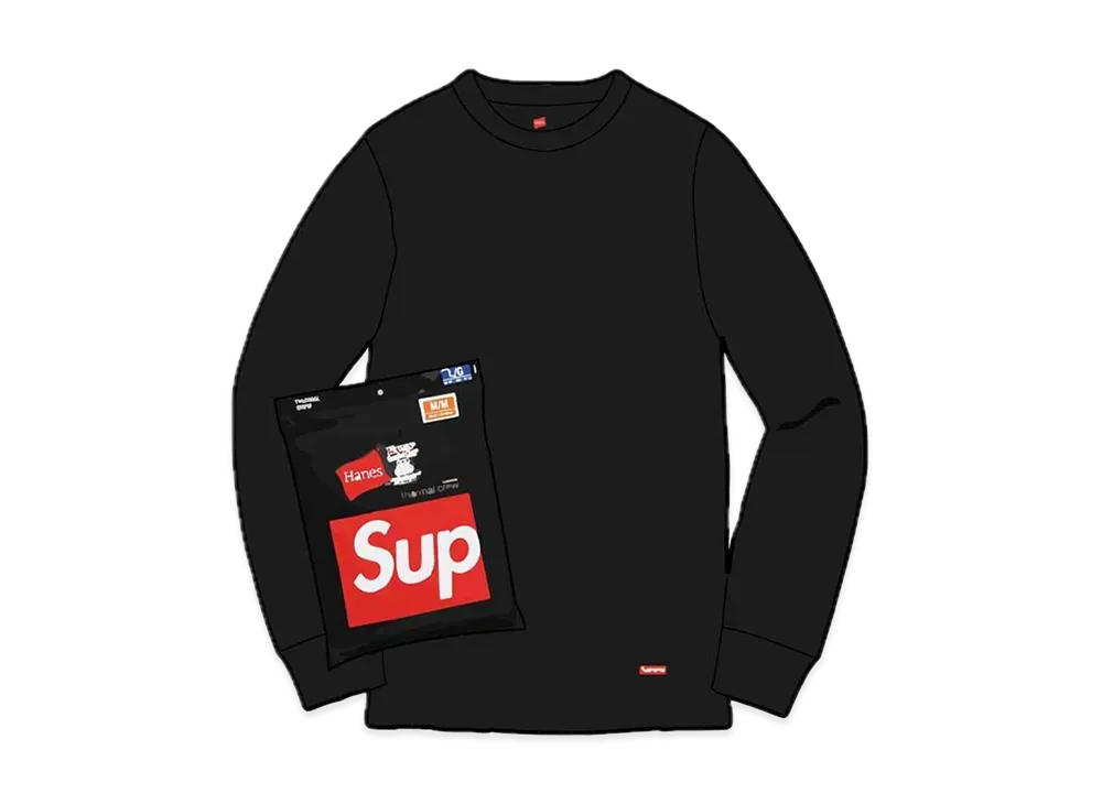 Supreme x Hanes Thermal Crew (1 Pack) "Black"