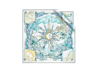 Dior Rêve d'Infini 90 Square Scarf Silk Twill "Blue/Multicolor"