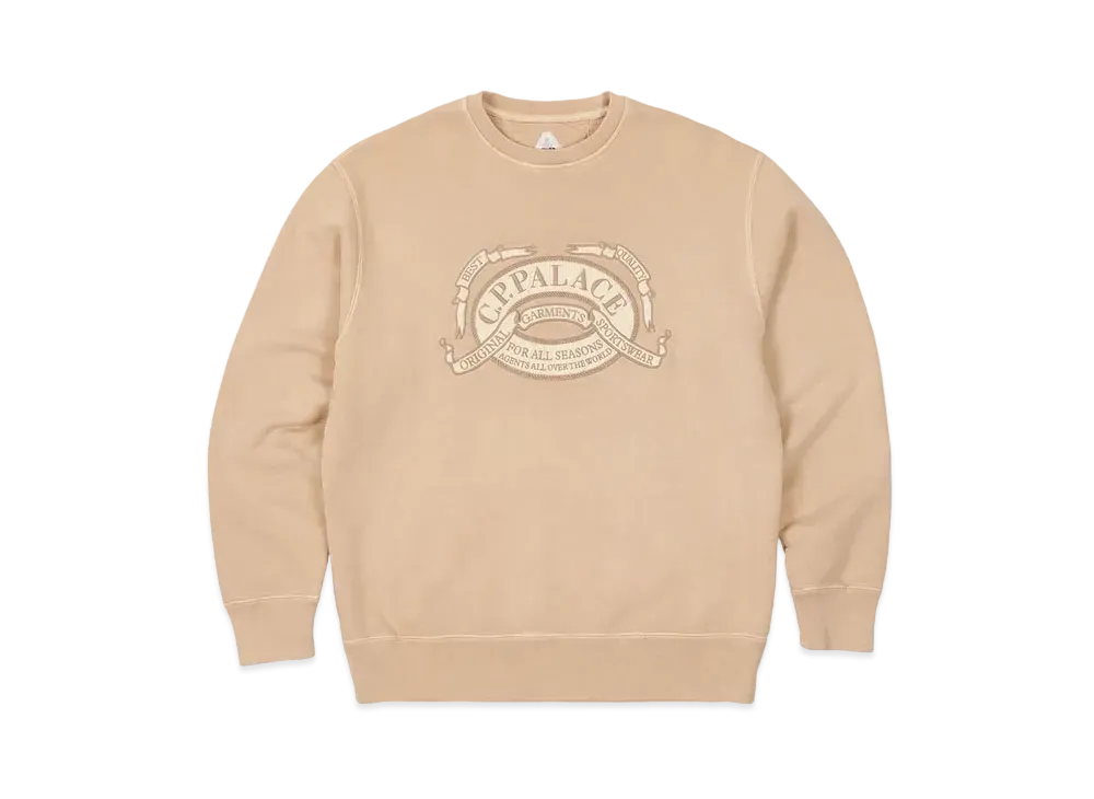 PALACE C.P. COMPANY Classic Over Dyed Crew Sweat "Stone"