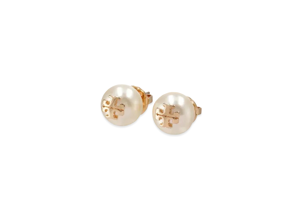 Tory Burch Crystal Pearl Stud Earring "Tory Gold/New Ivory"