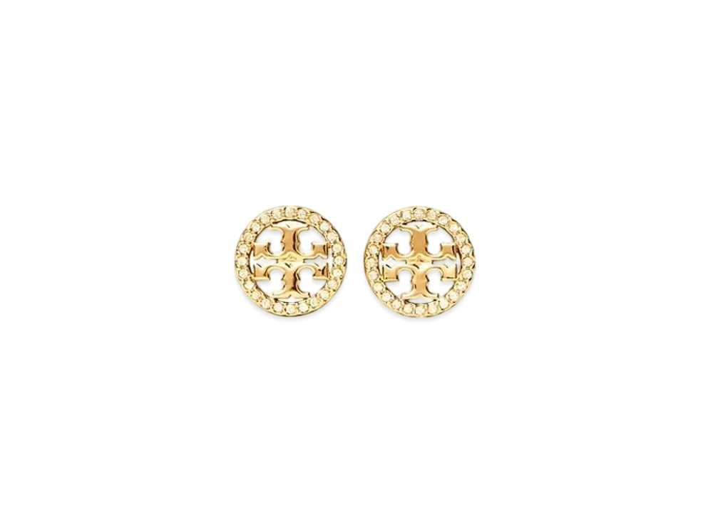 Tory Burch Miller Pave Stud Earring "Tory Gold/Crystal"