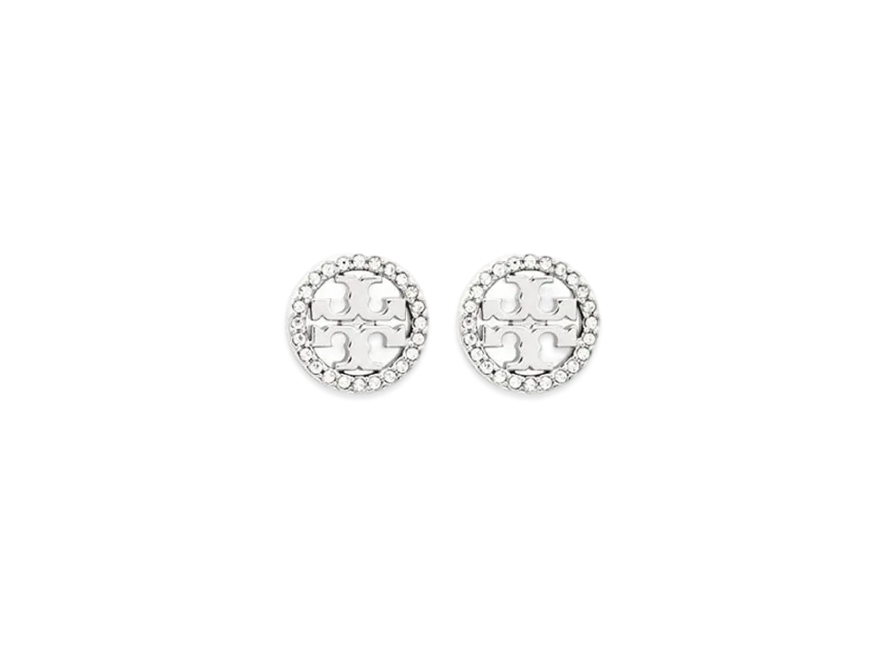 Tory Burch Miller Pave Stud Earring "Tory Silver/Crystal"