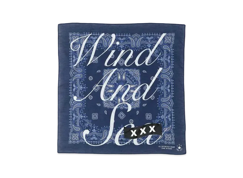 WIND AND SEA x GOD SELECTION XXX Paisley Bandana "Navy"