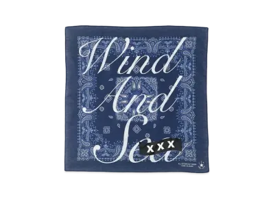 WIND AND SEA x GOD SELECTION XXX Paisley Bandana "Navy"