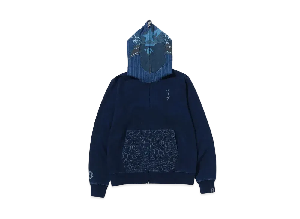 A BATHING APE Samurai Indigo Full Zip Hoodie "Indigo"