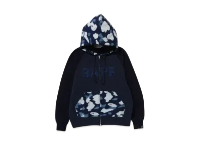 A BATHING APE Sashiko Camo Relaxed Fit Zip Hooodie "Indigo"