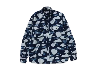 A BATHING APE Sashiko Camo Relaxed Fit Shirt "Indigo"