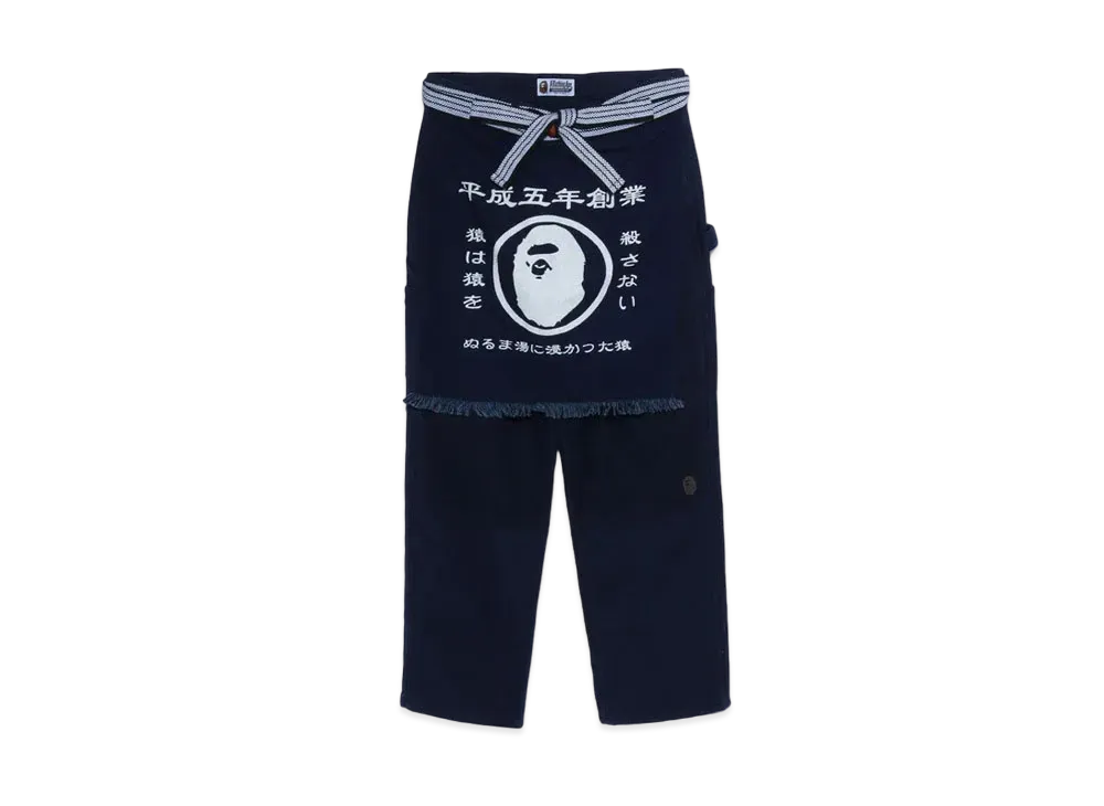 A BATHING APE Sashiko Painter Apron Pants "Indigo"