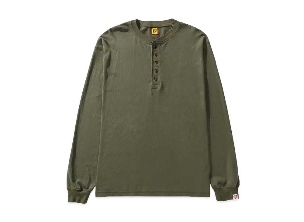 HUMAN MADE Henley Neck L/S T-Shirt "Khaki"