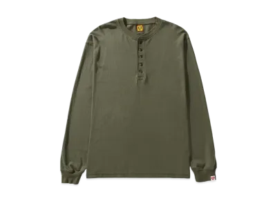 HUMAN MADE Henley Neck L/S T-Shirt "Khaki"