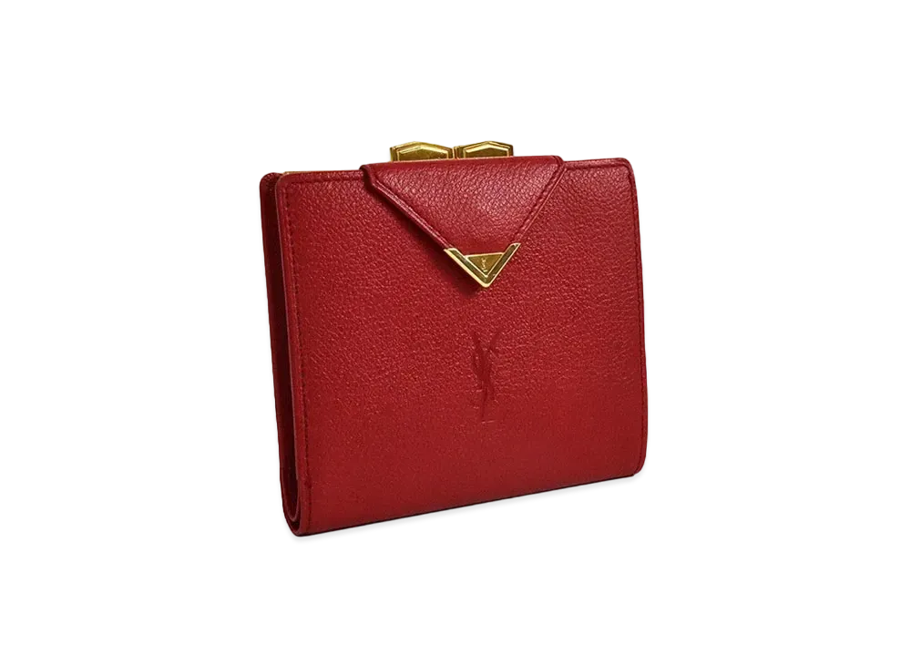 Saint Laurent Logo Leather Wallet "Red"