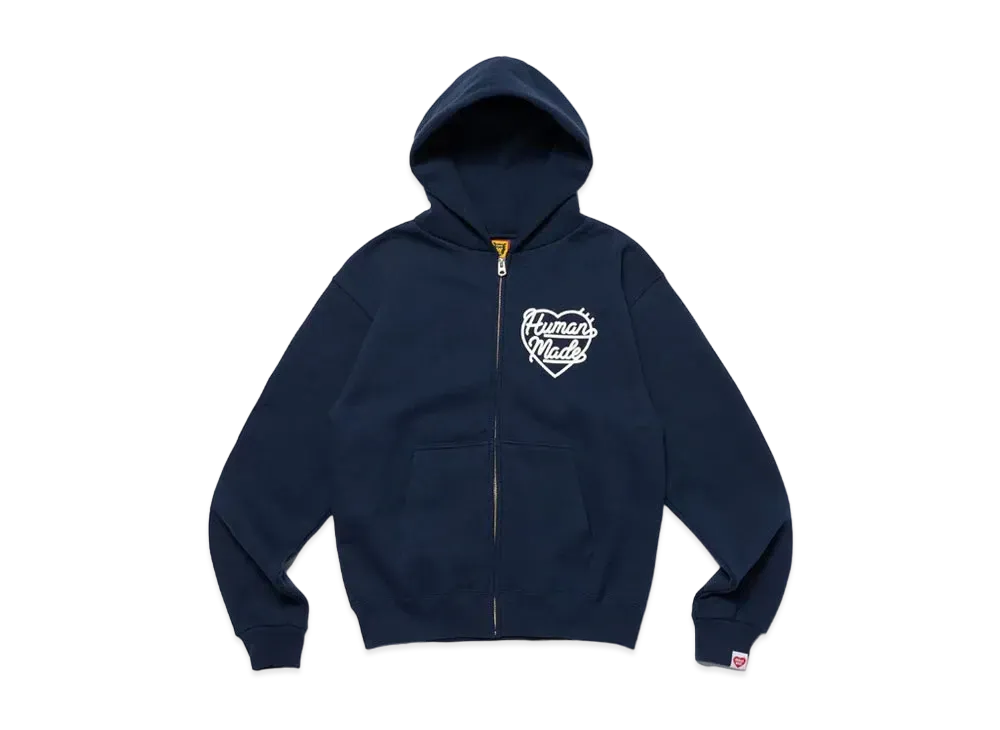 HUMAN MADE HEART ZIP-UP SWEAT HOODIE "Navy"