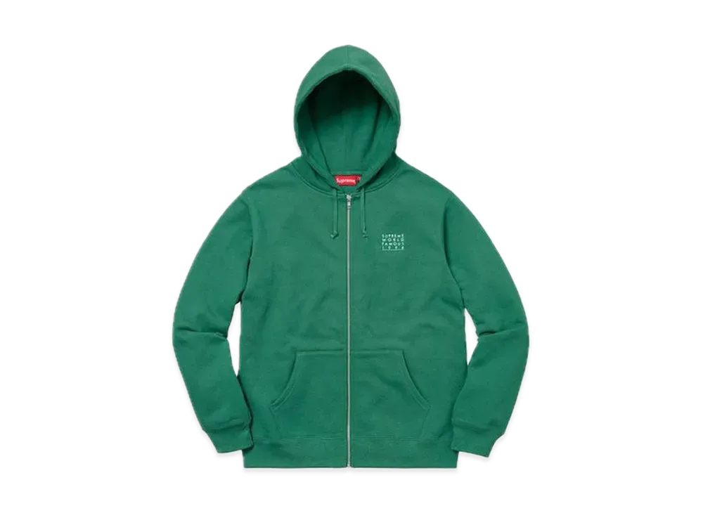 Supreme World Famous Zip Up Hooded Sweatshirt "Light Pine"
