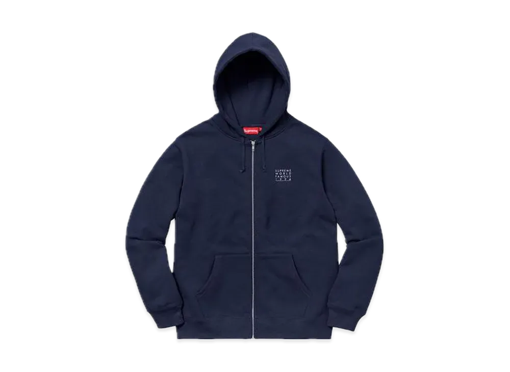 シュプリーム ワールド フェイマス ジップアップ フーデッド スウェットシャツ "ネイビー"