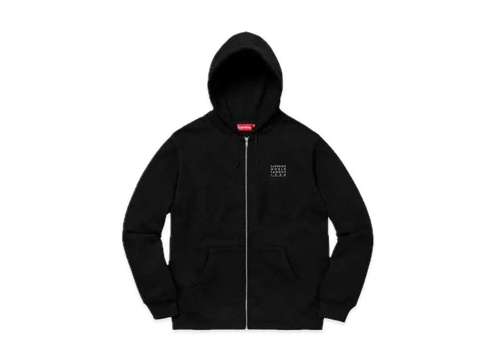 Supreme World Famous Zip Up Hooded Sweatshirt "Black"