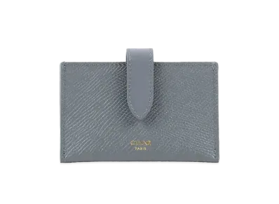 CELINE Accordeon Card Holder In Grained Calfskin "Medium gray"