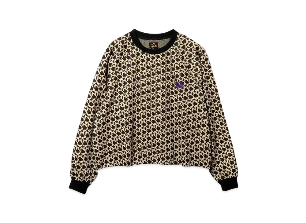 Needles Track Crew Neck Shirt - Poly Jq. Star "Black/Beige"