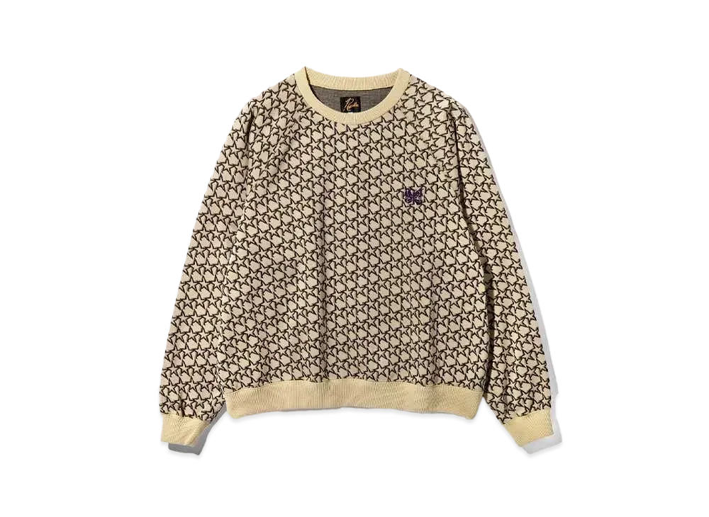 Needles Track Crew Neck Shirt - Poly Jq. Star "Beige/Black"