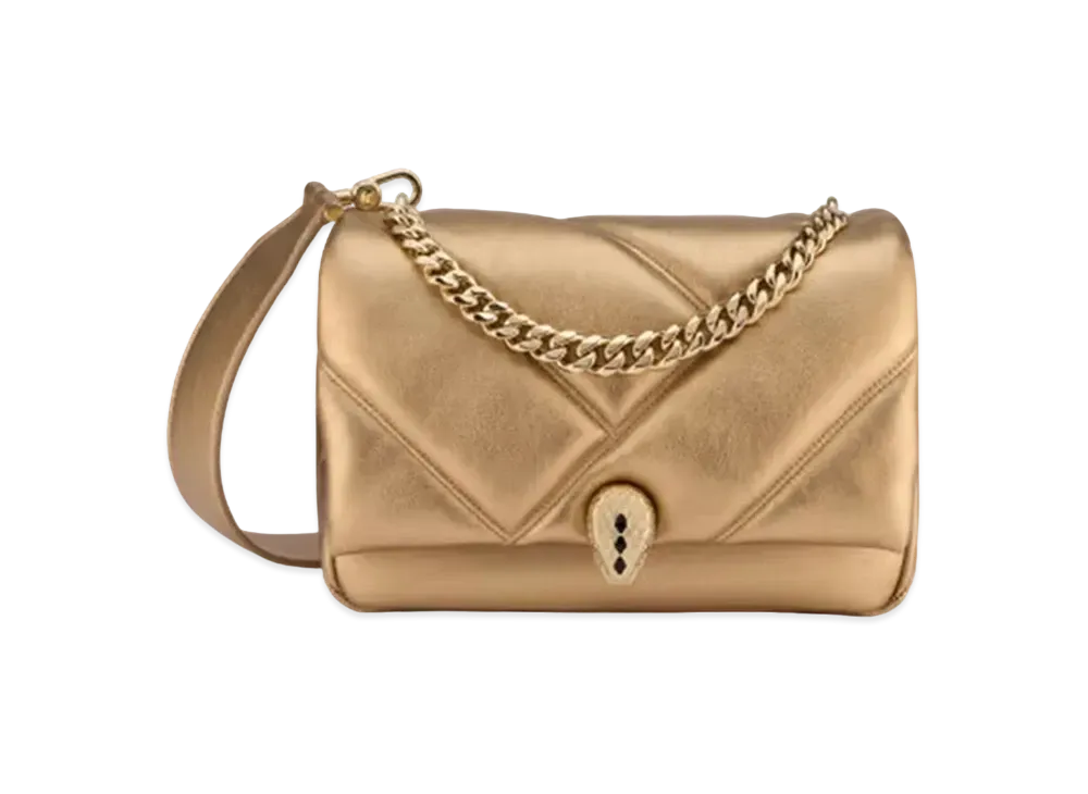 BVLGARI Serpenti Cabochon Maxi Chain Crossbody Mini Bag "Antique Gold"