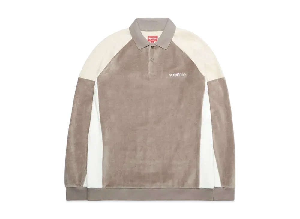 Supreme Paneled Velour L/S Polo 黒 M 安売り Supreme Velour L S