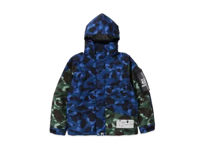 A BATHING APE x UNDEFEATED Color Camo Snowboard Down Jacket "Blue"
